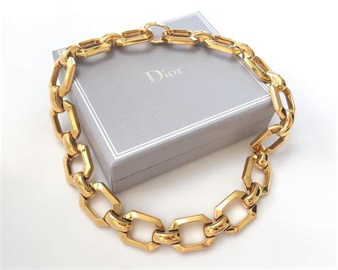 gold dior word necklace|christian Dior chunky necklace.